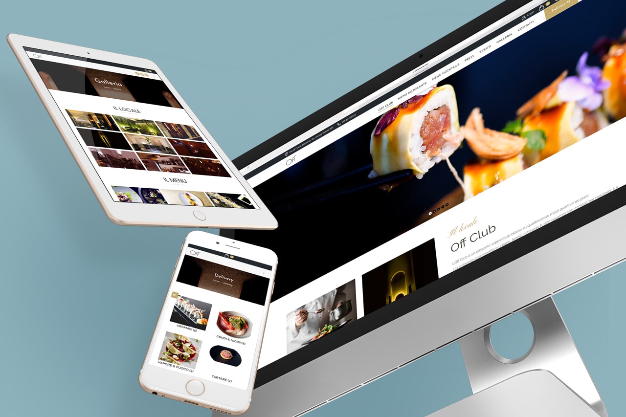 Off Club Rome: Responsive &mdash; Galleria, menu e delivery sui tre schermi