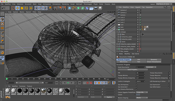 3D Fossil JR-1369: Wireframe — Il modello in Cinema 4D